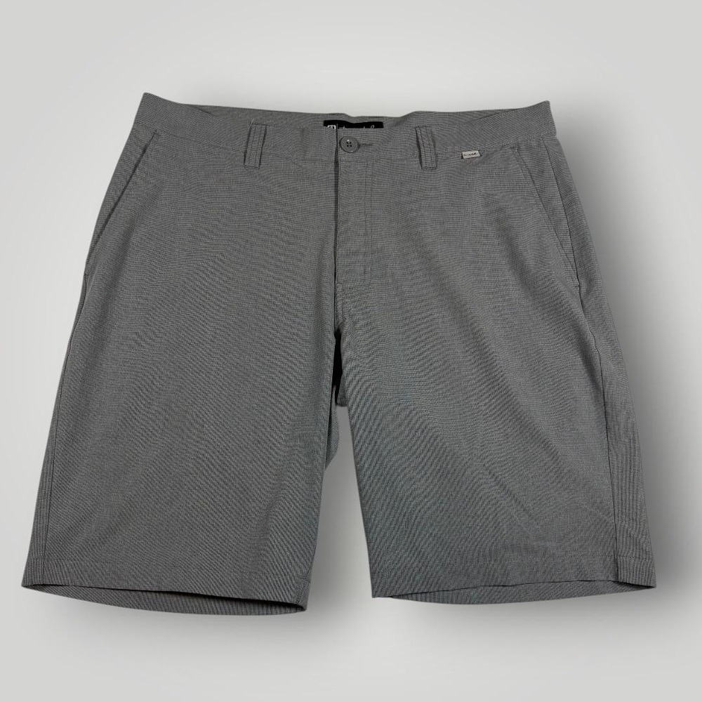 Travis Mathew Shorts Mens 36 Gray Check Chino Stretch Golf‎ Casual 10" Inseam